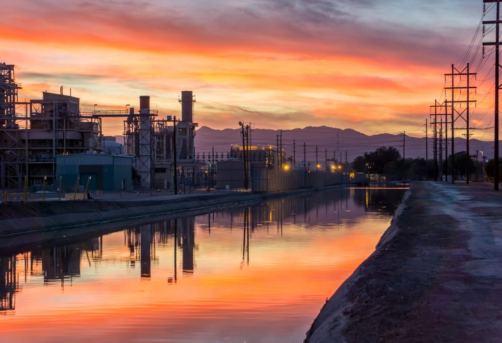 A scenic view of power plants